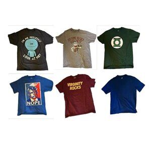 Six T-Shirt Lot Mens Size Medium Pop Culture All Same Size Measurements